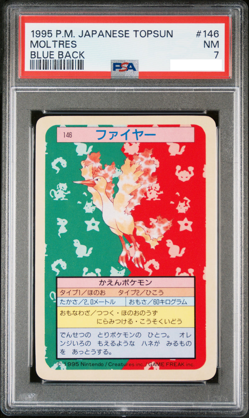 PSA7 1995 Pokemon Japanese Topsun 146 Moltres Blue Back