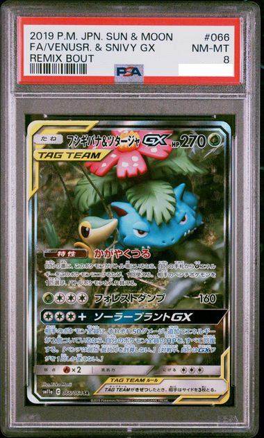 PSA8 2019 Pokemon Japanese SM Remix Bout 066 FA Venusaur & Snivy GX