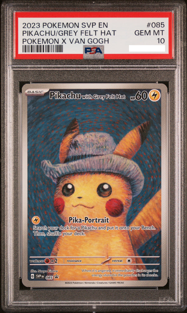 PSA10 2023 Pokemon SVP EN Black Star Promo 085 Pikachu with Grey Felt Hat Van Gogh