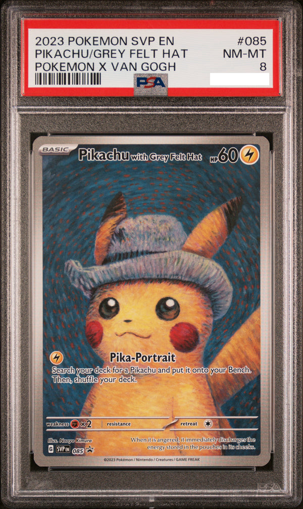 PSA8 2023 Pokemon SVP EN Black Star Promo 085 Pikachu with Grey Felt Hat Van Gogh